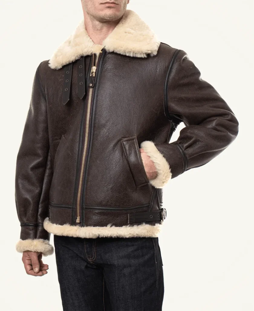 Classic Brown Sheepskin B3 Bomber Shearling Jacket