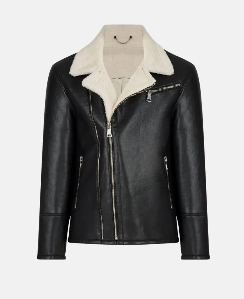 Moto Style Real Shearling Leather Jacket