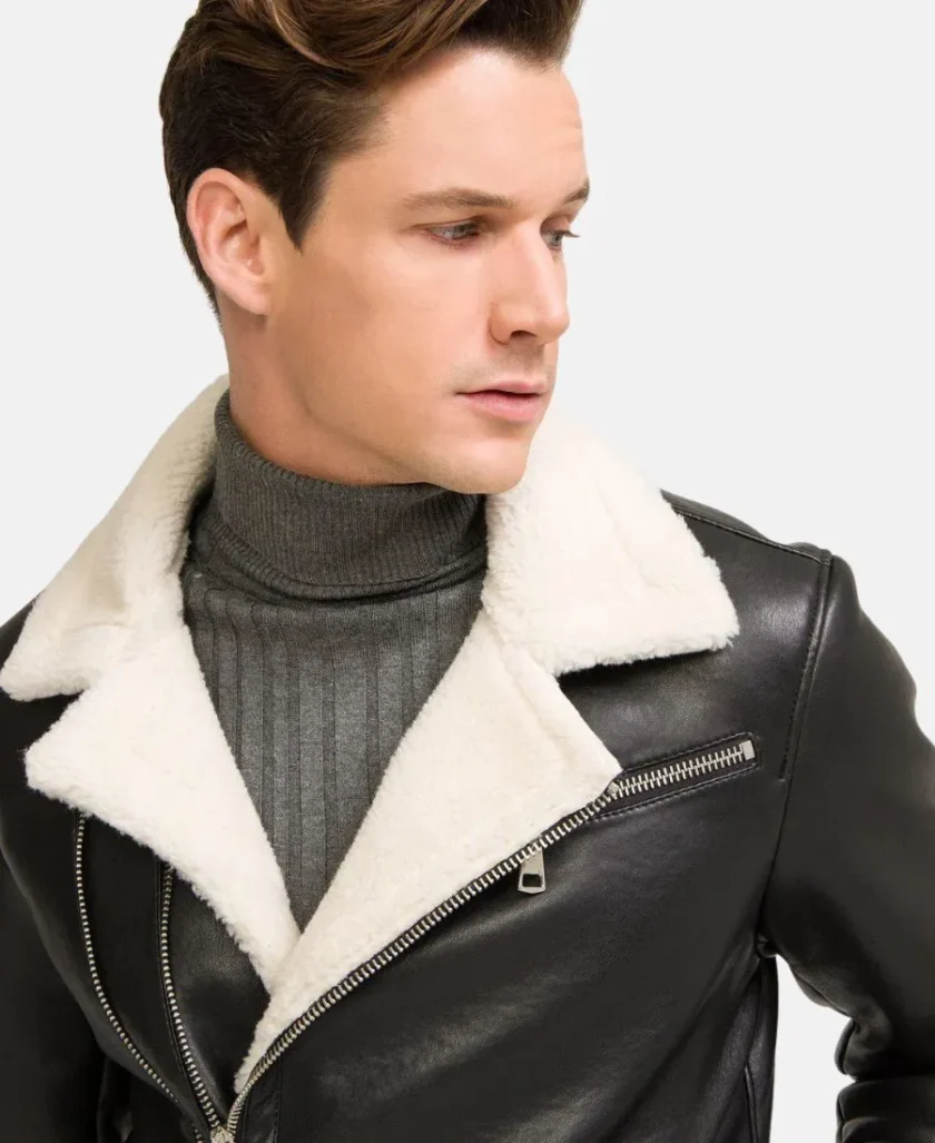 Moto Style Real Shearling Leather Jacket