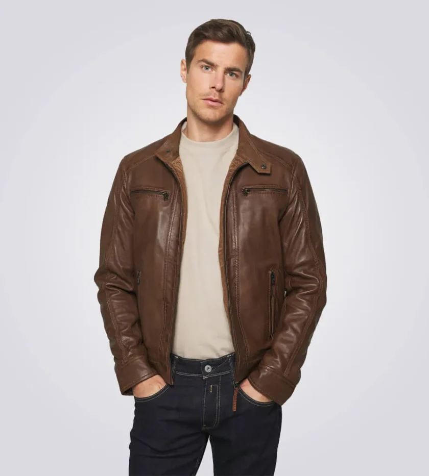 Dylan Brown Biker Hooded Leather Jacket