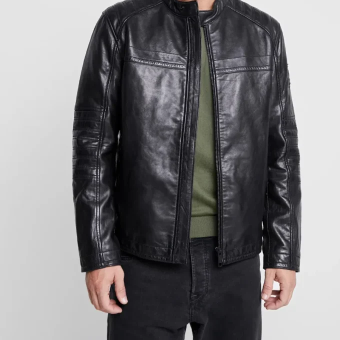 Milo Mens Black Cafe Racer Leather Jacket