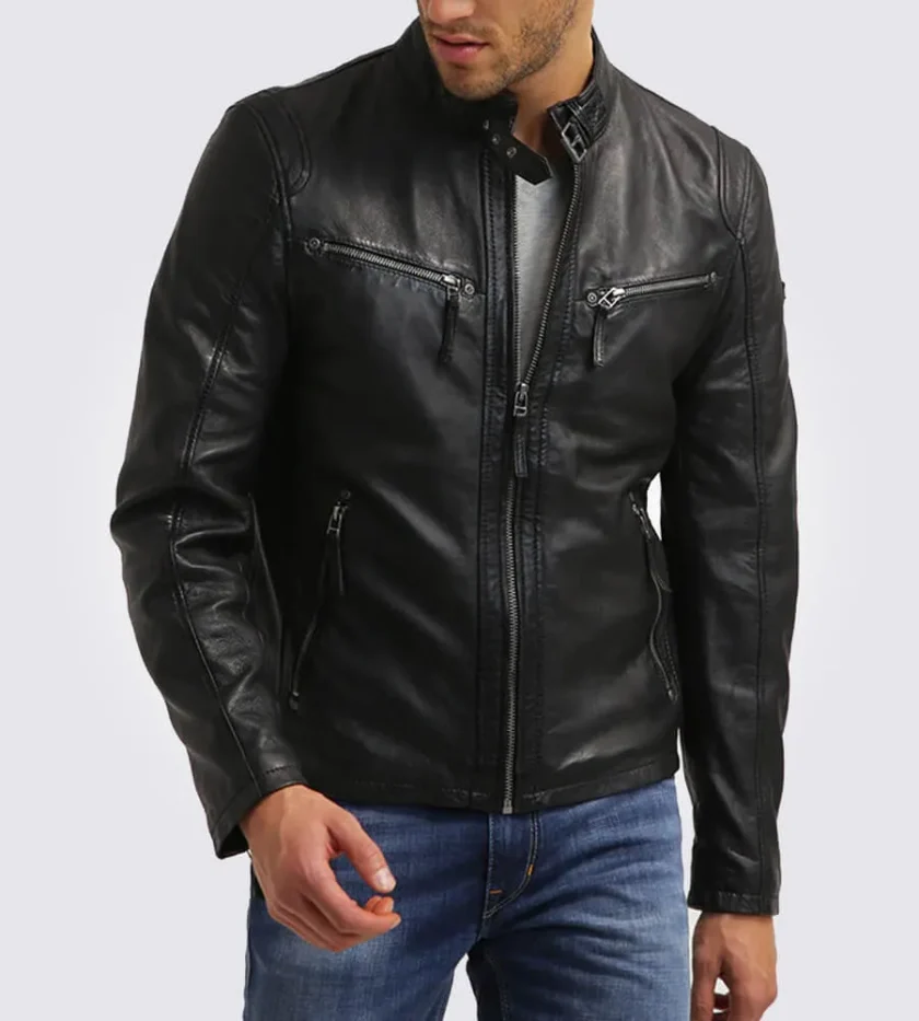 Chester Quilted Black Leather Jacket