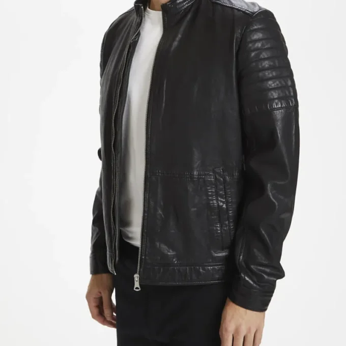 Davis Cafe Racer Black Leather Jacket