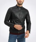 Ethan Men’s Casual Black Racer Leather Jacket