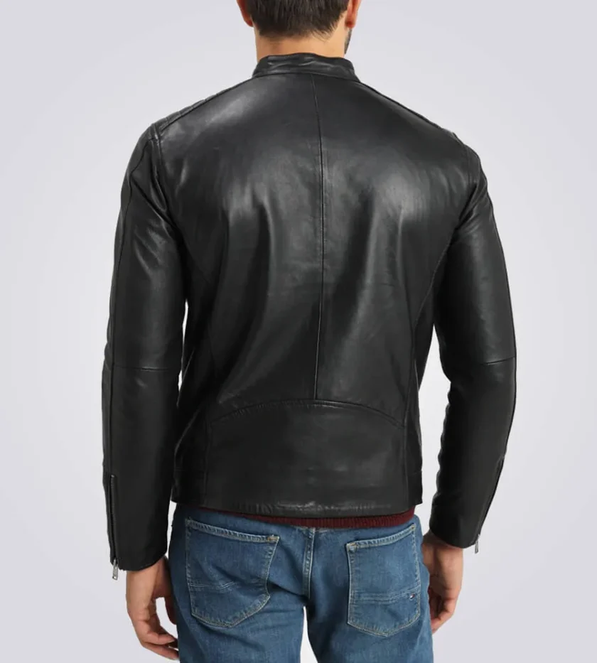 Ethan Men’s Casual Black Racer Leather Jacket