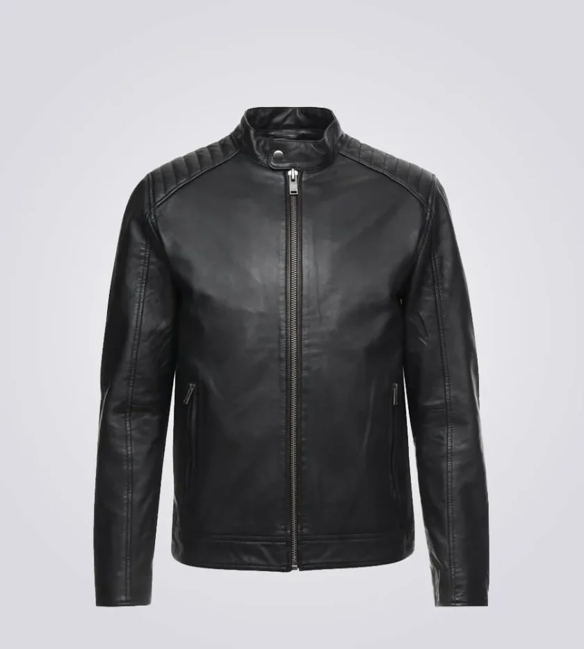 Ethan Men’s Casual Black Racer Leather Jacket