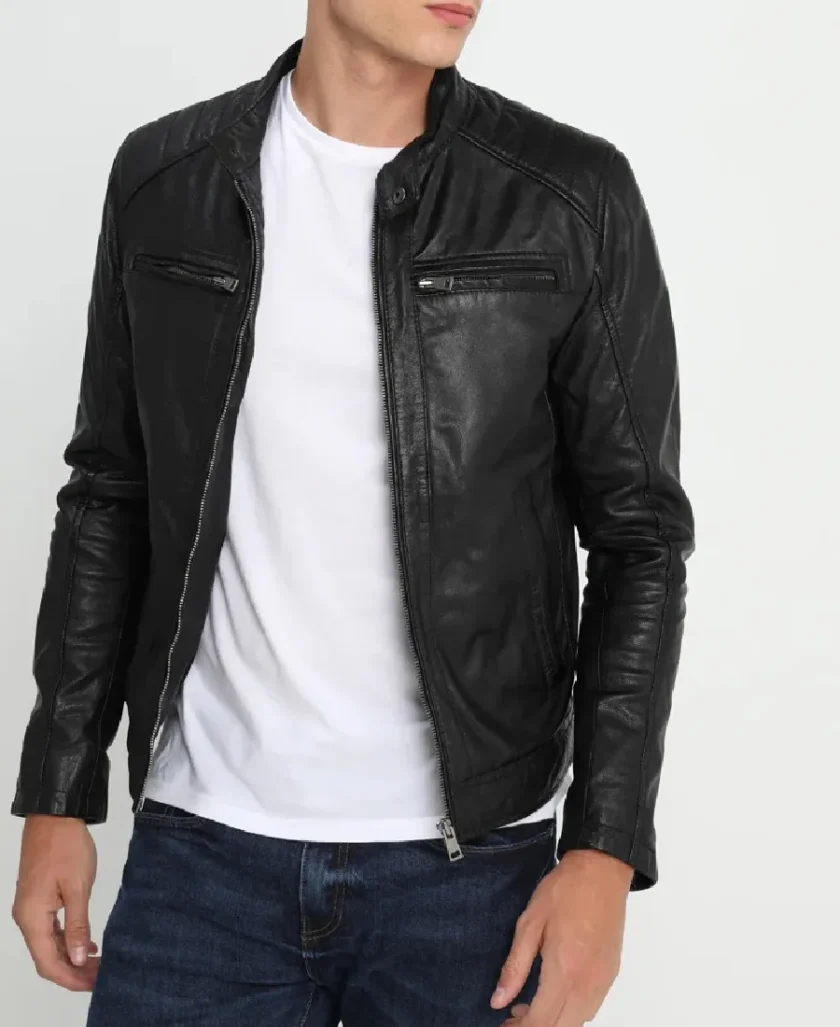 Leo Black Hooded Leather Jacket