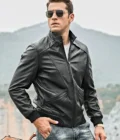 Detroit Men’s Stand Collar Real Moto Leather Jacket