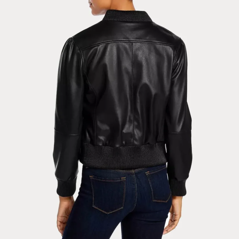 Women’s Black Bomber Faux Leather Jacket