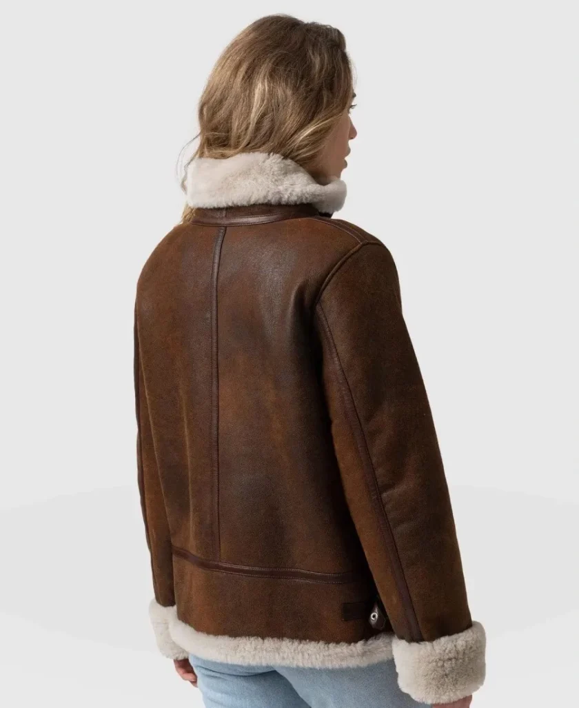 Women’s Brown B3 Bomber Sheepskin Leather Jacket