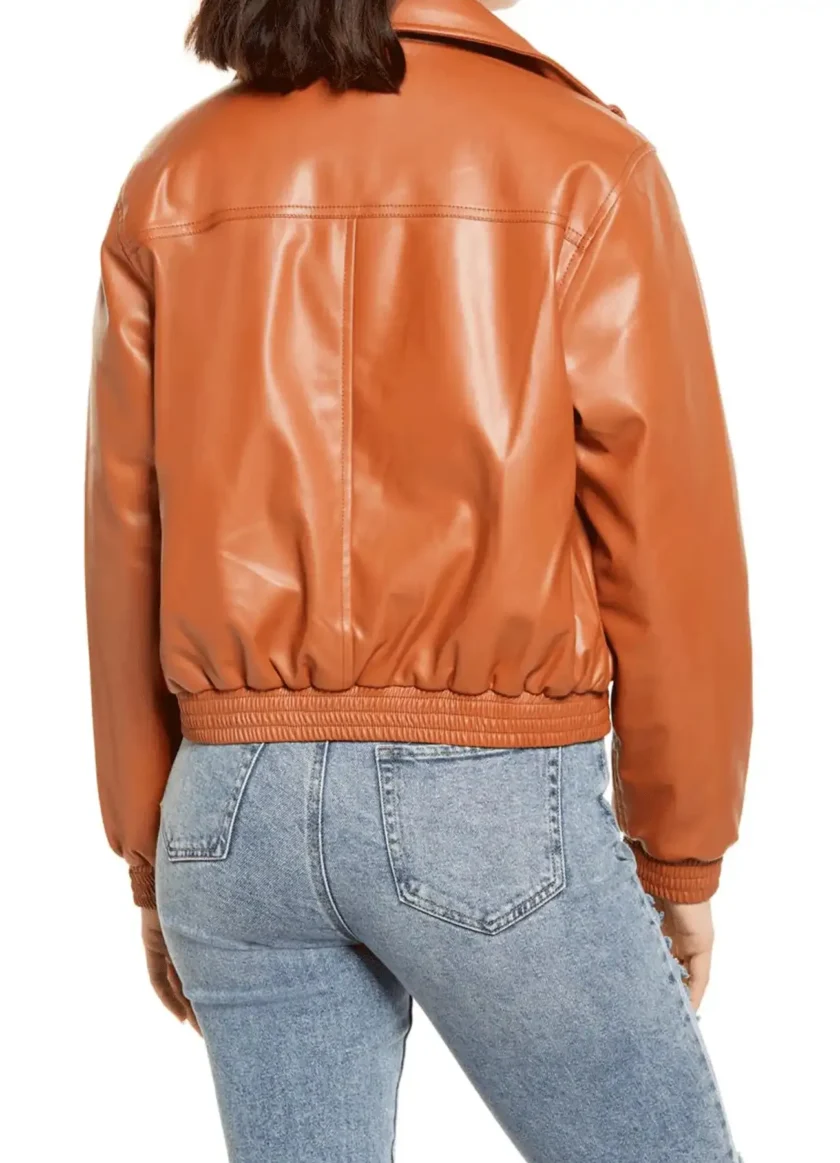 Women’s Brown Leather Bomber Jacket