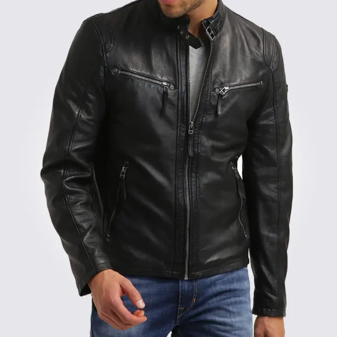 Chester Quilted Black Leather Jacket