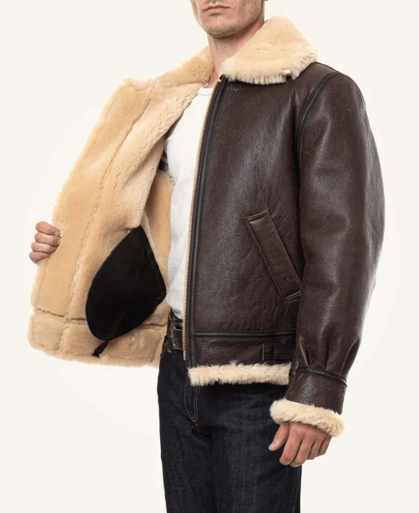 Classic Brown Sheepskin B3 Bomber Shearling Jacket