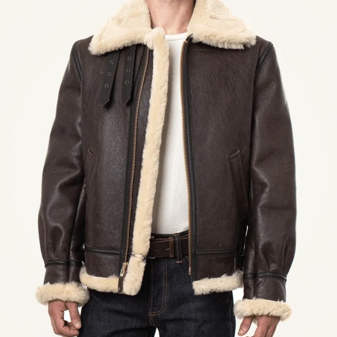 Classic Brown Sheepskin B3 Bomber Shearling Jacket