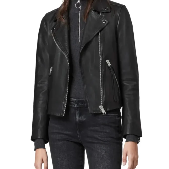 Dalby Gold Leather Biker Jacket