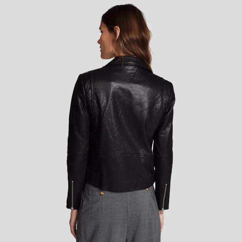 Jayne Classic Vienna Black Biker Leather Jacket