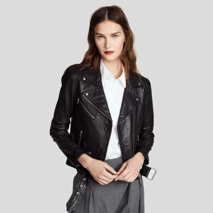 Jayne Classic Vienna Black Biker Leather Jacket