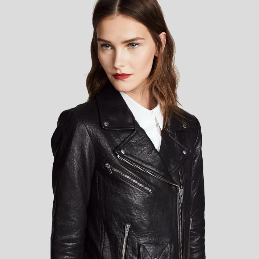 Jayne Classic Vienna Black Biker Leather Jacket