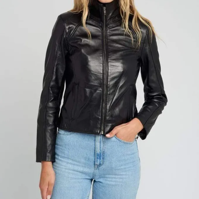 Kathleen Womens Black Leather Jacket