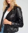 Liza Black Biker Leather Jacket