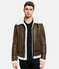 Mens Black Liner Shearling Leather Jacket