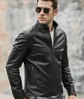 Mens Classic Black Real Leather Moto Jacket