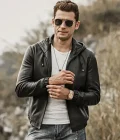 Men’s Hooded Real Sheepskin Leather Jacket