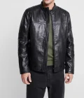 Milo Mens Black Cafe Racer Leather Jacket