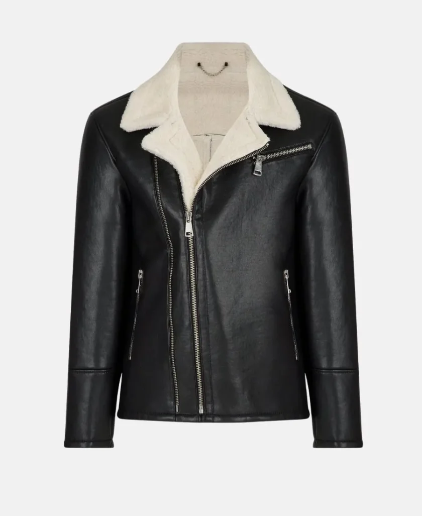 Moto Style Real Shearling Leather Jacket