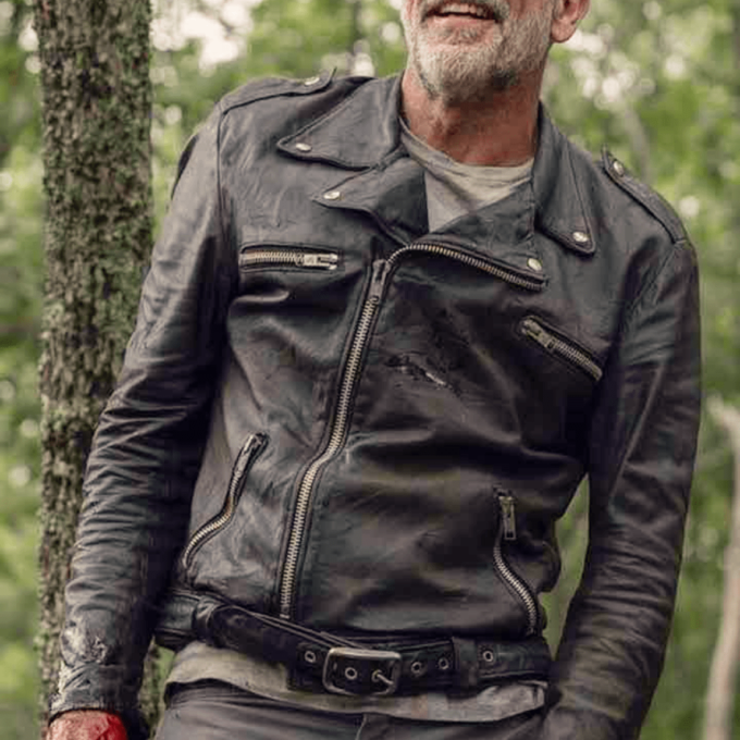 the walking dead negan black leather jacket