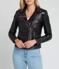 Women’s Asymmetrical Quilted Black Motorcycle Leather Jacket