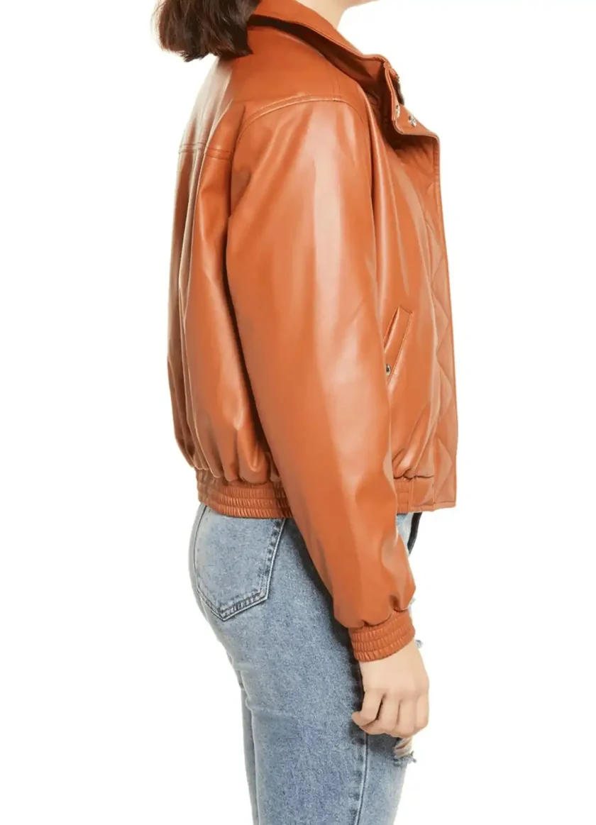 Women’s Brown Leather Bomber Jacket