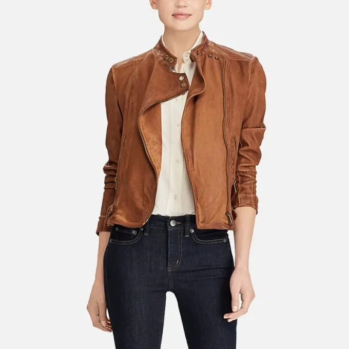 Women’s Iconic Brown Leather Jacket – Real Sheepskin Leather