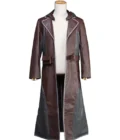 PUBG Brown and Grey Leather Coat With Hoodie