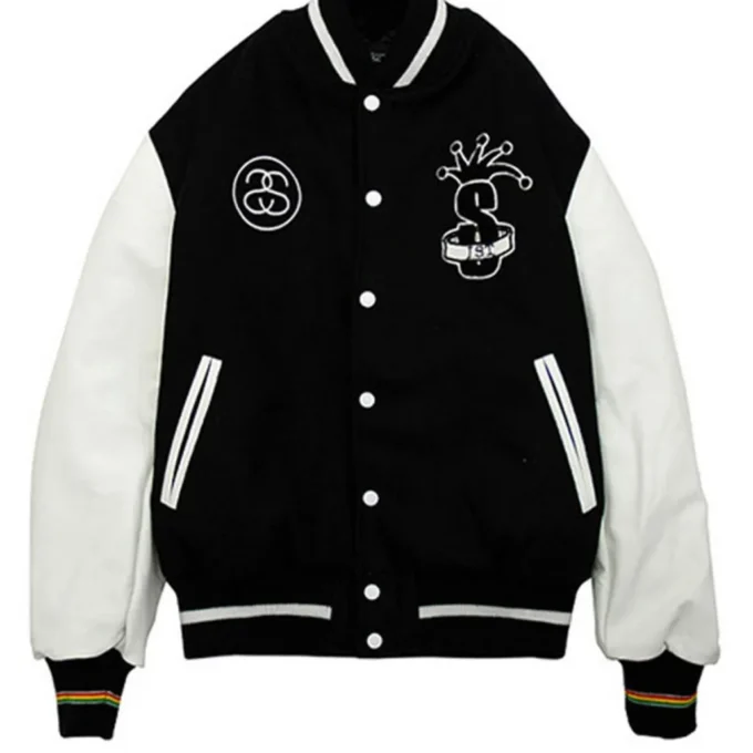 International Stussy Tribe Letterman Black and White Jacket