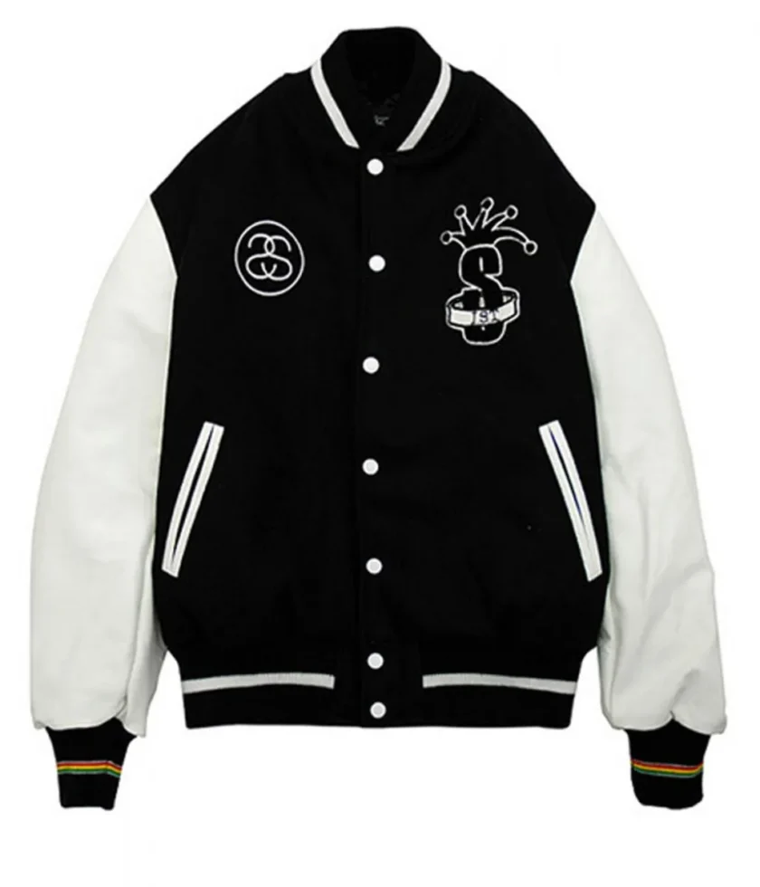 International Stussy Tribe Letterman Black and White Jacket