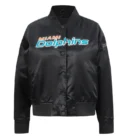 Classic Miami Dolphins Black Satin Jacket
