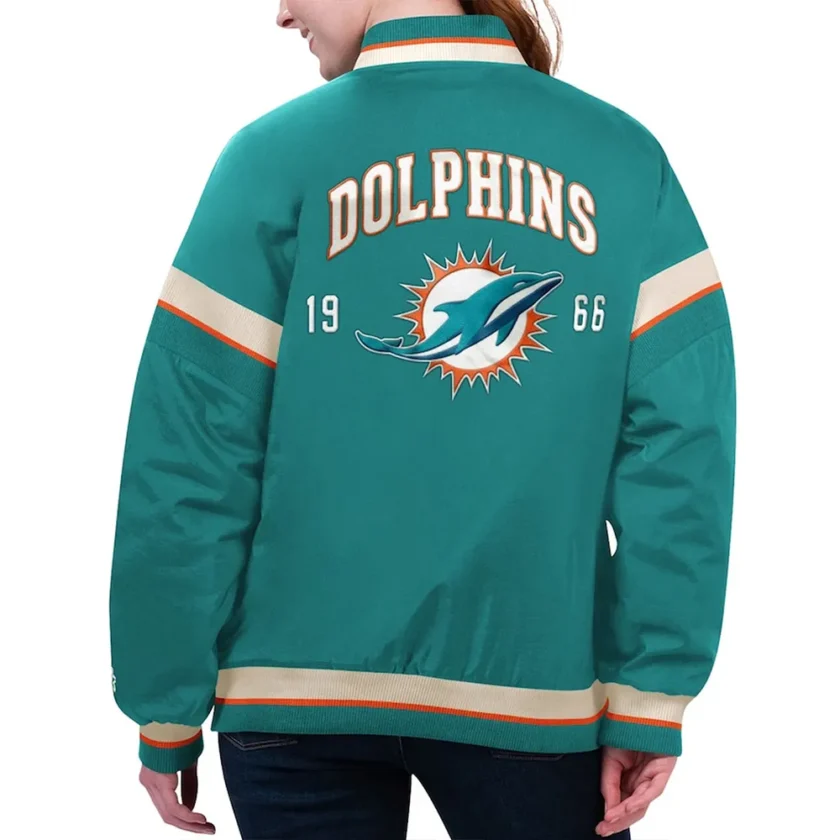 Miami Dolphins Tournament Aqua Varsity Jacket - Image 2
