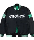 Philadelphia Eagles Green and White Rib Bomber Black Jacket