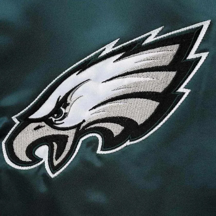 Sale! Sale! The Diamond Retro Philadelphia Eagles Green Satin Jacket - Image 4