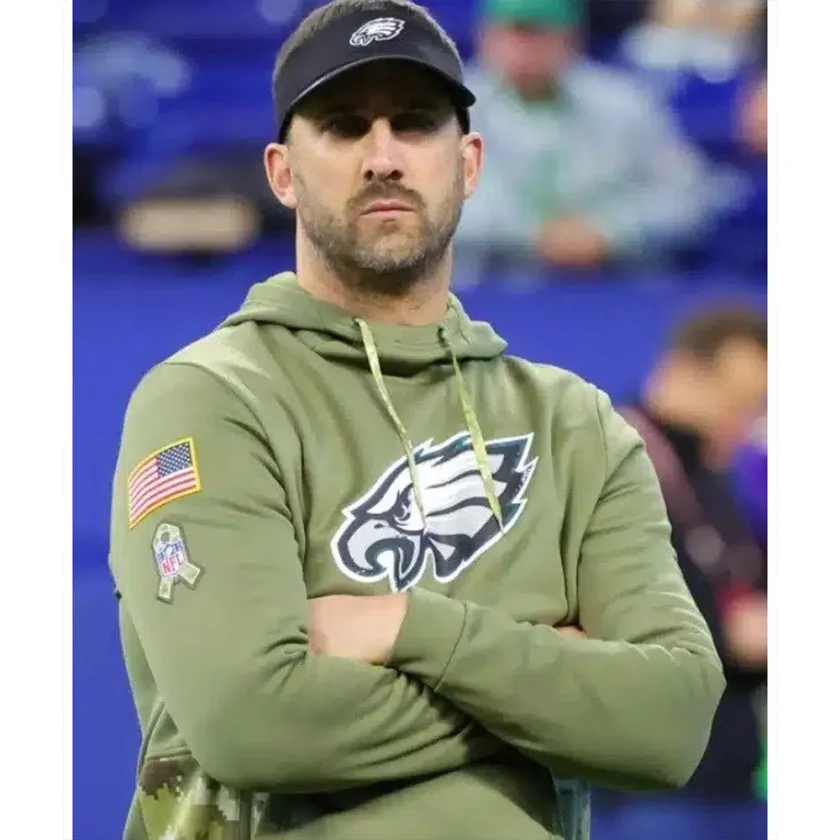 Nick Sirianni Philadelphia Eagles Olive Hoodie - Image 4