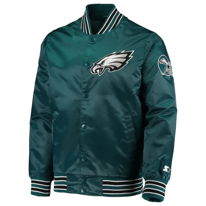 Sale! Sale! The Diamond Retro Philadelphia Eagles Green Satin Jacket